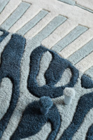 Tapis de luxe moderne et original en laine/tencel à poils longs, avec envers en latex épais, anti-taches, fait main et tufté à la main pour salon