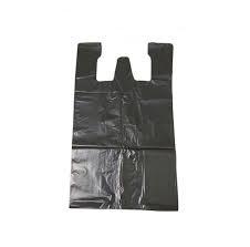 Color negro Heavy Duty HDPE Plastic T-Shirt Bolsas de embalaje Diseño de escudete lateral para supermercado y uso de basura - Product Image 3