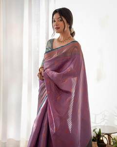 La mayoría de las ventas Pattu Silk Saree con rico contraste Tejido Seda Saree plisado Sarees Listo para usar - Product Image 6