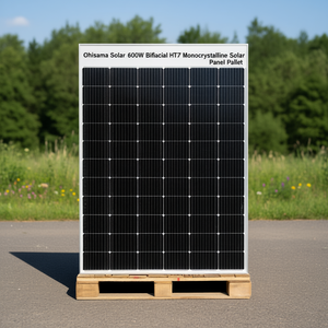 Panneau solaire monocristallin bifacial HJT Ohisama Solar 600W sur palette - Product Image 3