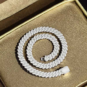 VVS Moissanite 14mm Hip Hop corte redondo diamante cubano enlace cadena Iced Out joyería para hombres 925 plata esterlina - Product Image 2