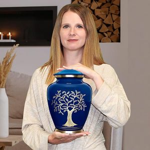 Handmade <b>Large</b> Adult Mosaic Aluminium Glass Cremation <b>Urn</b> Unique Funerals Supply With Individual Tiles Applied Burial - Product Image 1