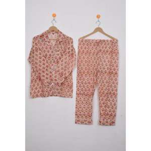 Premium Wholesale Price Women's Cotton Hand Block Pajama Set- Boho Loungewear ,Comfy Nightwear For Women - Product Image 1