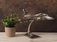 Modèle d'avion de chasse en aluminium poli, ornement de bureau Art Déco, pièce de collection d'avion militaire, décoration d'intérieur argentée