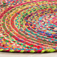 Tapis d'intérieur 8x10 fait main en jute, coton et denim, antidérapant, écologique, adapté aux animaux domestiques, lavable, tressé et rembourré sur mesure