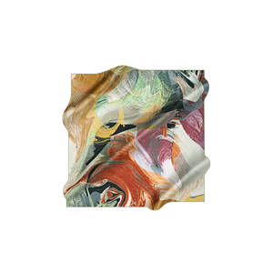 Satin Silk Long Square Scarf with Abstract Designer Pattern - Product Image 1