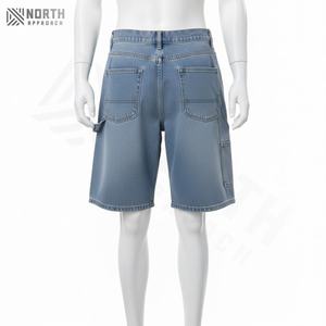 Pantalones Cortos Vaqueros Anchos para Hombre, Estilo Vintage, Lavado Ácido, Estilo Hip Hop, con Piedras de Rinoceronte, Fabricados con Efecto Desgastado - Product Image 4