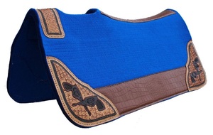 Équipement pour chevaux 100% feutre de laine couverture de selle occidentale profilée en cuir travail équestre tapis de selle pour selle de cheval occidental - Product Image 2