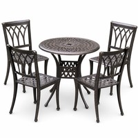 Ensemble de meubles de jardin contemporains en aluminium résistant aux intempéries, confortables, 5 pièces, table et 4 chaises pour utilisation en parc