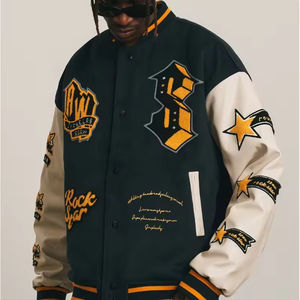 OEM personalizado de talla grande de los hombres Bomber chaqueta de béisbol parches personalizados bordado Logo Letterman Varsity chaquetas para hombre - Product Image 1