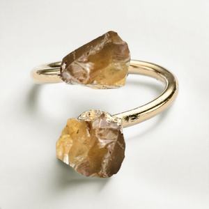 แหวนเพชรแฟชั่นปรับแต่งได้แหวนซิทรีนธรรมชาติปรับได้เครื่องประดับหินวันเกิดรักษาอัญมณีดิบที่บริสุทธ์ - Product Image 1