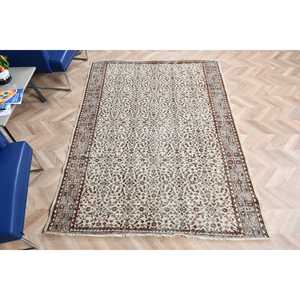 5.5x7.3 ft Turkish Vintage Rug, Large Rug, <b>Brown</b> <b>Wool</b> Rug - Product Image 4