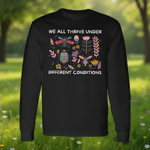 T-shirt à manches longues pour la sensibilisation à l'autisme - Nous prospérons tous sous des conditions différentes - Produit promotionnel - Product Image 3