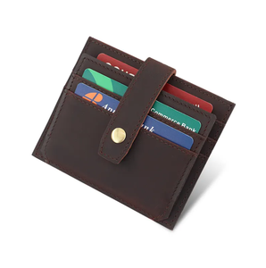 Porte-cartes en cuir véritable personnalisé Porte-cartes pour hommes de haute qualité Poche portefeuille Mini Smart Slim Crazy Horse en cuir - Product Image 1