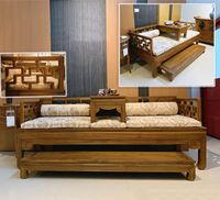 Ensemble de canapé-lit modulable Arhat 3 pièces en bois de teck indonésien légal, exquis, durable et écoresponsable, pour salon