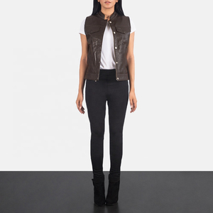 Gilet d'extérieur léger et respirant en toile et cuir véritable pour femme, style streetwear, idéal pour l'été - Product Image 6