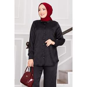 Jacquard Double Trouser 2-Piece Set above Knee Black <b>Shorts</b> with Club Style Tops for Home Wear - Product Image 3