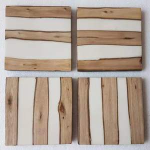 Cubiertos de madera de resina epoxi hechos a mano de estilo de lujo, alfombrillas para tazas de té, almohadillas a precio al por mayor, vajilla estándar, posavasos para bebidas - Product Image 3
