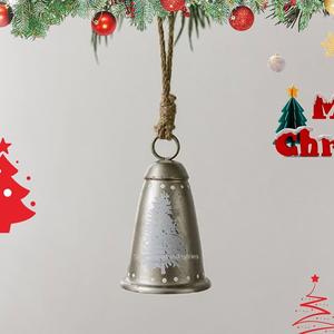 Campanas de vaca de hierro fundido de plata antigua Vintage Navidad colgante Metal rústico campana de la suerte técnica plateada suministro mayorista - Product Image 2