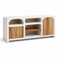 Meuble TV en bois d'acacia MAYA |   Meuble bas de salle de bain d'hôtel moderne et minimaliste |   Console multimédia en bois massif 3 étagères Durable et écologique