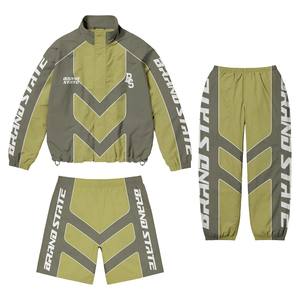 Vente entière personnalisée pas cher prix léger trois pièces ensembles en nylon coupe-vent veste shorts et pantalons ensembles de survêtements pour hommes - Product Image 3