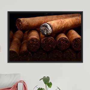 Impresión en Lienzo Rústica de Tabaco, Arte de Pared para Salón de Cigarros, Decoración para Sala de Fumadores, Lienzo con Marco Negro - Product Image 1