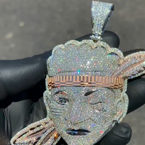 Collar de Lujo con Colgante de Perla de Agua Salada y Moissanita de 25 Quilates, Diseño de Corona Hip Hop Personalizada con Brillo VVS1 - Product Image 4