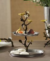 Support à gâteau en métal, finition miroir, aluminium élégant, structure robuste, couleur et taille personnalisables, emballage en sac OPP, gâteau de fête luxueux