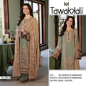 Élégant Semi Cousu Faux Georgette Top Séquence Broderie avec Santoon Soie Bas et Correspondant Dupatta pour Party Wear - Product Image 4