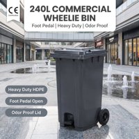 Poubelle extérieure robuste en plastique HDPE écologique de 240 L avec couvercle, bouchon de vidange et système d'induction
