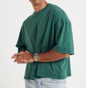 Venta al por mayor 100% algodón hombres camisetas casuales de corte holgado de gran tamaño hombro caído tejido de alta calidad de talla grande de fibra de bambú de talla grande - Product Image 3