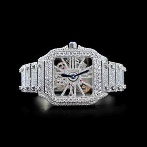 Reloj Deportivo de Lujo Más Vendido, Estilo Hip Hop, Esqueleto, Moissanita, Forma Cuadrada, Función de Día, Caja de Acero Inoxidable, Movimiento Miyota - Product Image 1