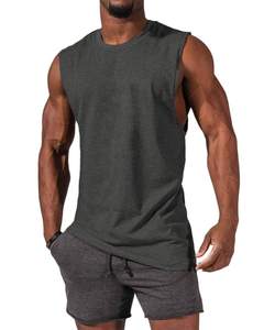 Camiseta sin mangas de algodón para hombre, chaleco con tirantes para gimnasio, logotipo OEM personalizado, liso, culturismo, Fitness, camiseta sin mangas con espalda en Y - Product Image 5