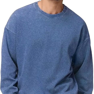 OEM Heavyweight Acid Wash Cotton Sweatshirt <b>Men</b> Street Fashion Vintage Acid Wash Sweatshirt <b>Men</b> Winter <b>Pullover</b> - Product Image 1