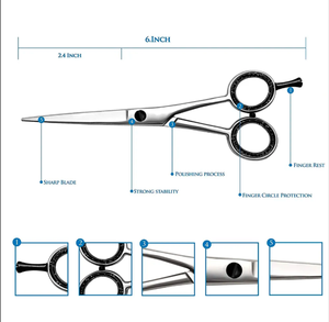 Ciseaux de coiffeur en acier inoxydable de qualité industrielle Ciseaux de salon réglables super pointus Repose-doigt Caractéristique Ciseaux de beauté - Product Image 5