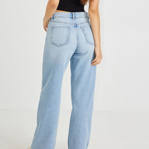 Hot Sale Summer Fashion Women's Jeans Eco-Friendly Mid Waist Loose Fit Denim Pants Breathable Custom Logo Jeans For Women - Product Image 3