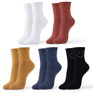 Calcetines de Algodón Antibacterianos para Mujer, Diseño Divertido con Caras de Dibujos Animados, Calcetines Coreanos para Uso Diario - Diseño de Cara E - Product Image 1