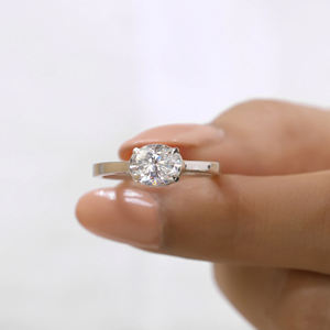 แหวนหมั้นเพชรเม็ดเดี่ยวทรงกลม1กะรัตของขวัญคริสต์มาสสำหรับผู้หญิงสีโรสโกลด์18K - Product Image 1