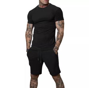 Ensemble d'été deux pièces décontracté pour hommes de style tendance Ensemble imprimé à manches courtes de couleur unie Respirant - Product Image 2