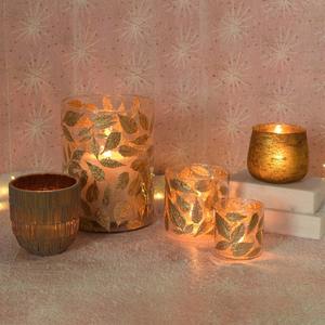 Votivo de vidrio borosilicato transparente hecho a mano con hojas de otoño de hoja de oro real para minoristas de decoración del hogar de alta gama - Product Image 5