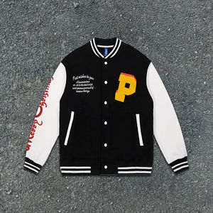 Veste de baseball d'hiver pour hommes de taille plus personnalisée OEM respirant en cuir de peau de vache en fourrure de mouton décontracté col montant patchs de broderie - Product Image 3