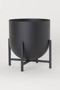 Ensemble de 2 supports de présentation pour pots de fleurs en métal noir pour la maison, le jardin, l'intérieur/l'extérieur, finition durable avec revêtement en poudre, support de sol élégant - Product Image 2
