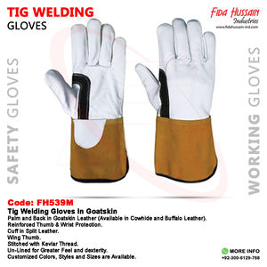 Guantes de cuero OEM para soldar TIG, protección personalizada contra el calor y el fuego, brazalete de seguridad de piel de vaca dividida, altamente recomendado - Product Image 6