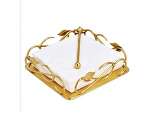 Porte-serviettes décoratif en métal fini doré Luxe Variété fait à la main en gros dessus de table indien support de tissu pour cuisine - Product Image 2