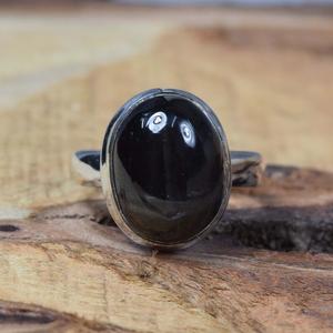 แหวน925ดาวสีดำทำด้วยมือเงินพลอยธรรมชาติรูปวงรีของขวัญสำหรับคริสต์มาส - Product Image 3
