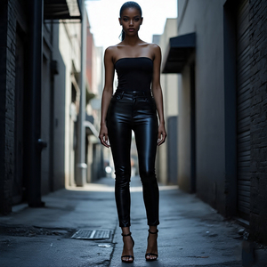 Venta al por mayor Casual Wear Ladies Long Flare Leather Pants | Mujer Otoño/Invierno Regular Fit Wide-Leg Sheep Skin Leather Pant - Product Image 4