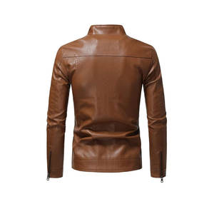 Vestes en cuir véritable pour hommes, couleur unie marron, col classique, service OEM de haute qualité, mode personnalisée - Product Image 2