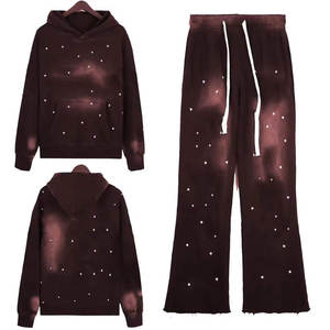 Elegante chándal acampanado sólido con capucha de alta calidad para hombres ropa de calle Unisex 100% algodón transpirable de secado rápido al por mayor - Product Image 1