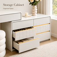 Table de maquillage en bois de pin de style européen moderne avec miroir éclairé par LED et panneau de couleur personnalisable pour chambre et appartement