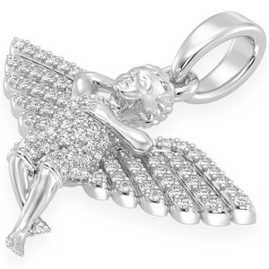 จี้รูปนางฟ้าอินฟินิตี้สีโรสโกลด์10K สำหรับทุกเพศประดับด้วยเพชรธรรมชาติสำหรับศาสนาเย็นเครื่องประดับของขวัญสุดหรูไอเดีย - Product Image 4